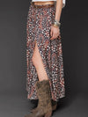 Belted Cheetah Print Maxi Skirt in Brown