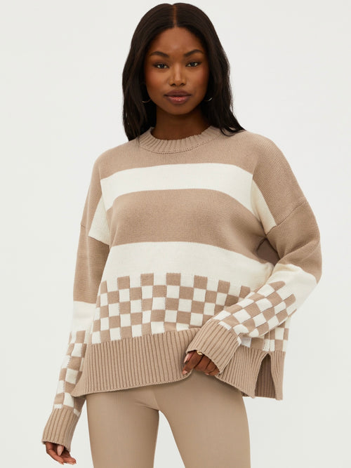 Callie Sweater in Taupe Check