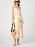 Elyria Oona Satin Midi Dress in Cornsilk Yellow