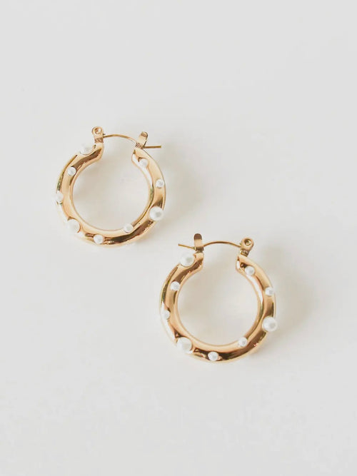 Camille Pearl Hoop Earrings