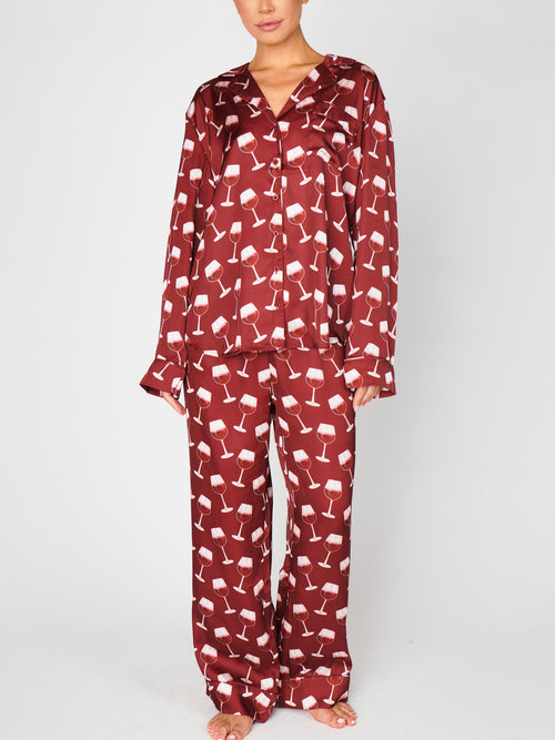 Classic PJ Set in Red Wine Silky