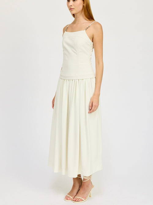 Barrett Mixed Media Dress in Ivory