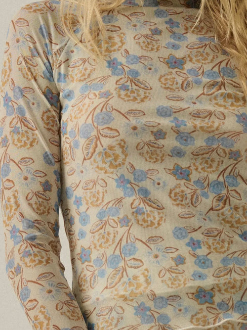 Sheer Intentions Mesh Top in Cream & Blue