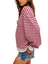 Classic Striped Crew in Raspberry Combo