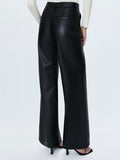 Lana Faux Leather Trouser in Slate Black