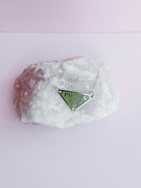 Repurposed Triangle Necklace in Avocado