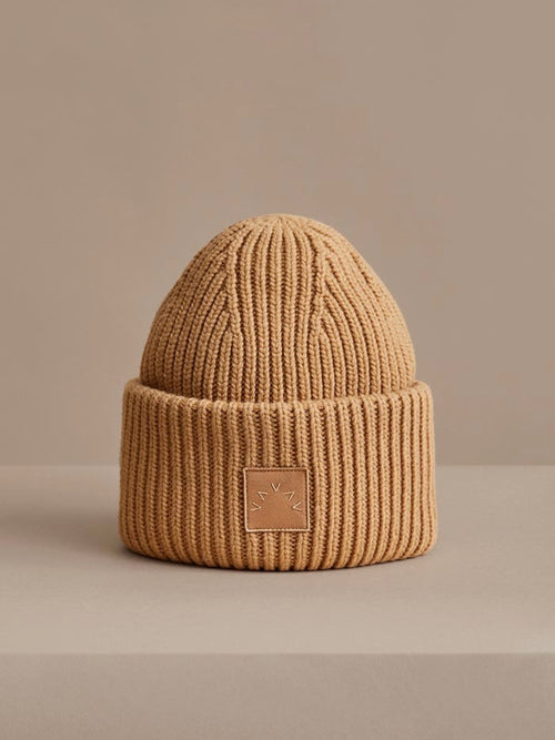 Cresta Rib Beanie in Sand