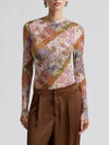 Printed Mesh Long Sleeve Top in Outpost Paisley