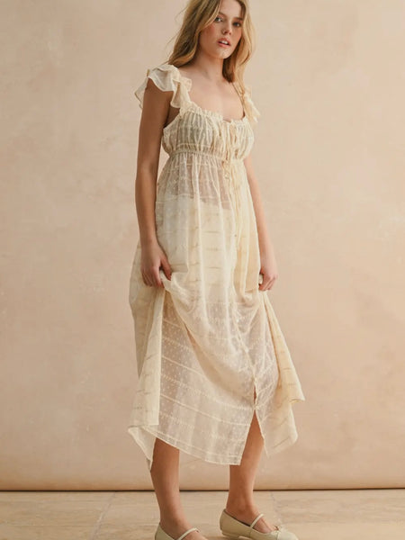 Midnight Mood Chiffon Top Dress in Cream