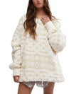 Cable Knit Sweatshirt in Ivory Combo