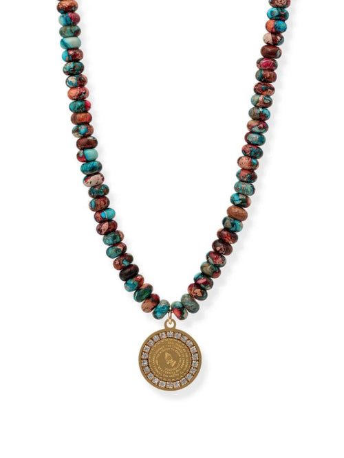 Watercolor Prayer Warrior Necklace in Blue & Red