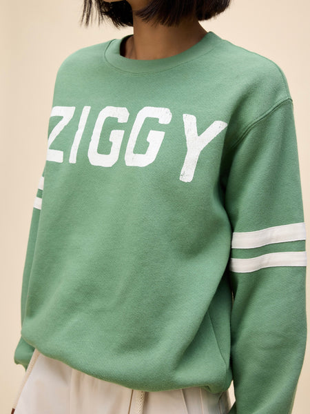 Ziggy Stardust Varsity Sweatshirt in Stone Green