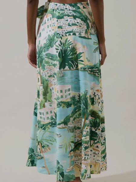 Piti Town Wrap Skirt in Aqua