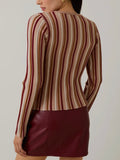 Sold On Stripes Top in Mauve & Maroon