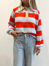 Princeton Polo Sweater in Blue & Red