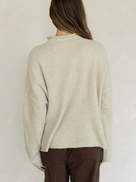 Piper Mock Neck Pullover in Beige