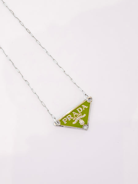 Repurposed Triangle Necklace in Avocado