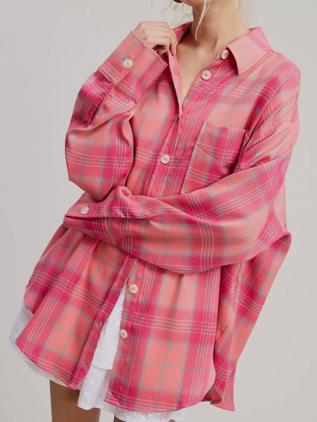 Plaid, Please! Button Up in Pink