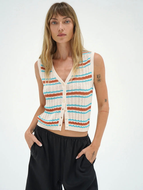 Lou Knit Vest in Sedona Stripe