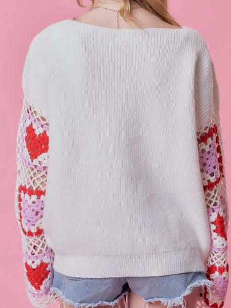 Heart On My Sleeve Sweater in White