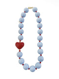 Judy Beaded Heart Necklace in Light Blue