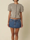 A Scoop Of Stripes Top in Brown