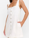 Everly Mini Dress in White Linen