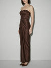 Liquid Mousse Shirred Dress in Brown