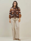 Coco Stripe Cardi in Brown