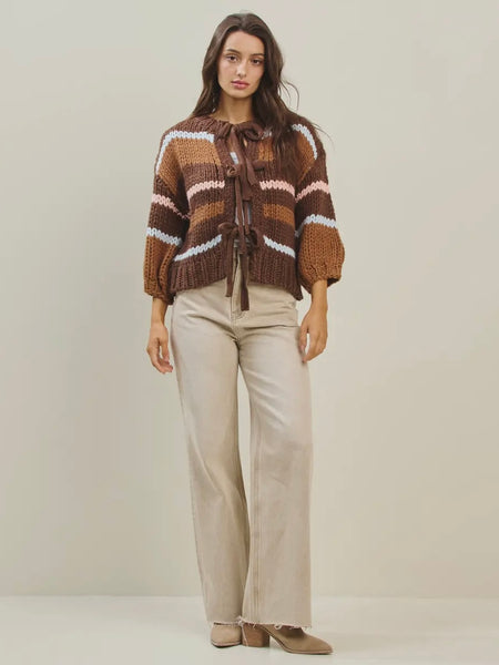 Coco Stripe Cardi in Brown