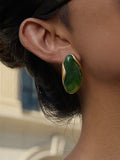Maelie Resin Drop Earrings in Green