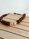 Heishi Necklace in Baroque Pearl Espresso