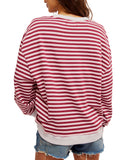 Classic Striped Crew in Raspberry Combo