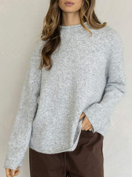 Piper Mock Neck Pullover in Heather Grey