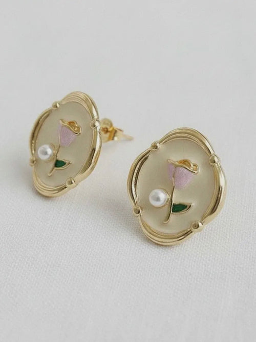 Floral Oil Painting Studs