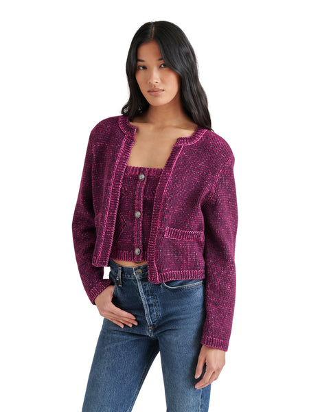 Emelia Sweater Jacket in Aubergine