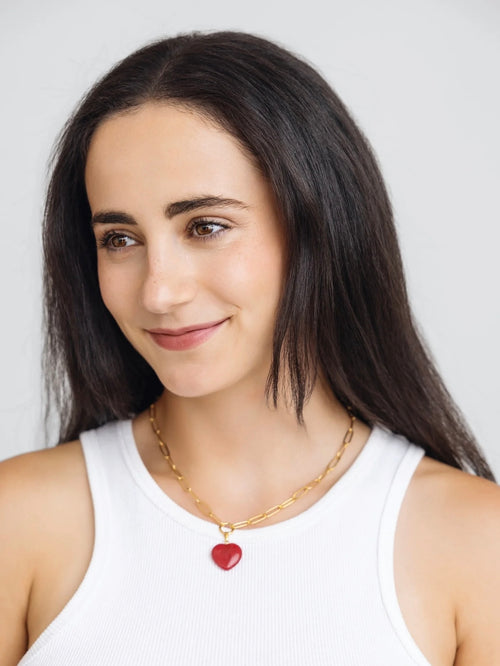 Audrey Heart Necklace in Cherry Quartz