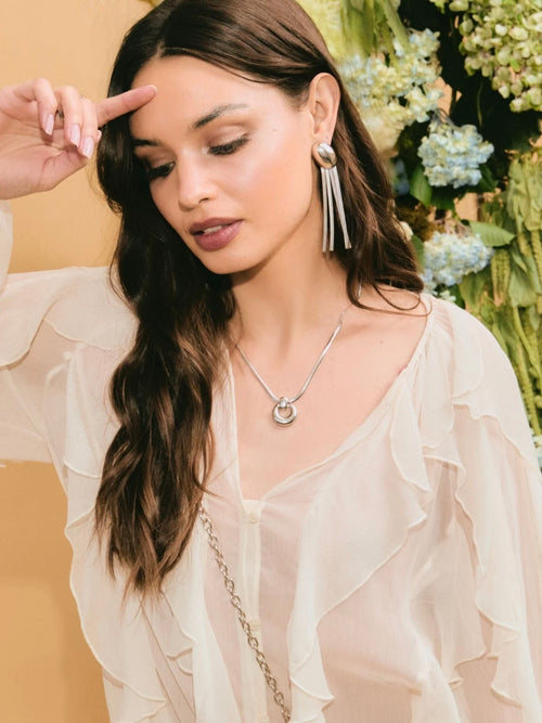 Fringe Dome Earrings in Silver