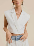 Cropped Chic Vest in Ivory