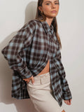 A 90's Plaid Shirt in Brown & Blue