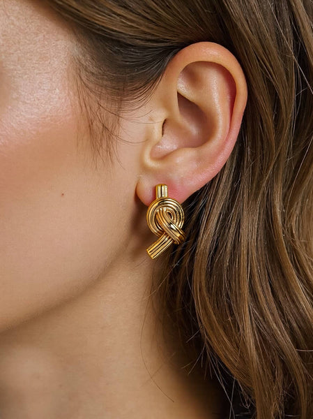 Morgane Ribbed Knot Studs