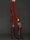 Asymmetrical Hem Mini Sweater Dress in Rust