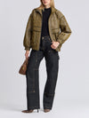 Quilted Funnel Neck Oversized Bomber in Seagrass