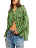 Cardiff Plaid Top in Green Combo