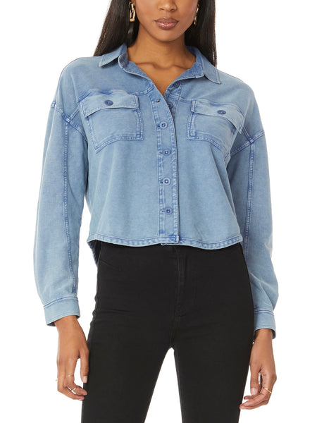 Button Front Chambray Top in Indigo