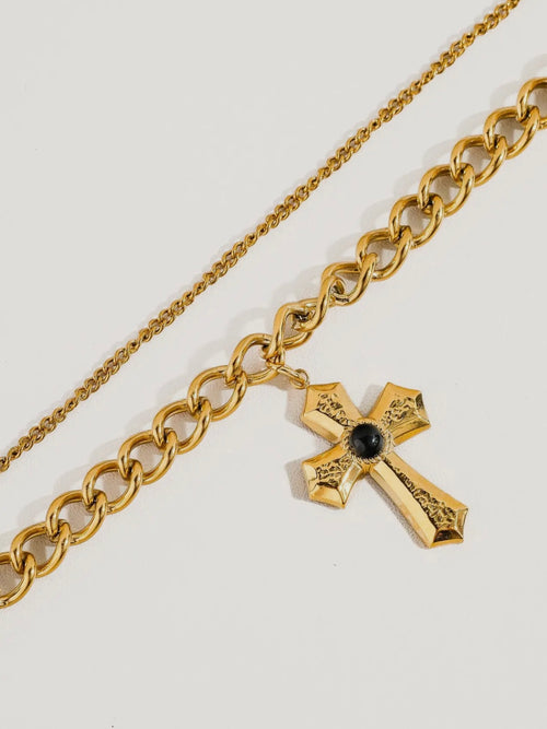 Ares Layered Cross Chain Bracelet