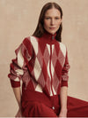 Karina Jacquard Knit Jacket in Red Dahlia