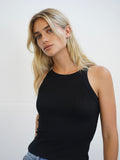 Dylan Ribbed Tank in Black