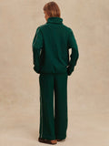 Brushed Rib Wide Leg Pant 28 in Pine Grove & Cement