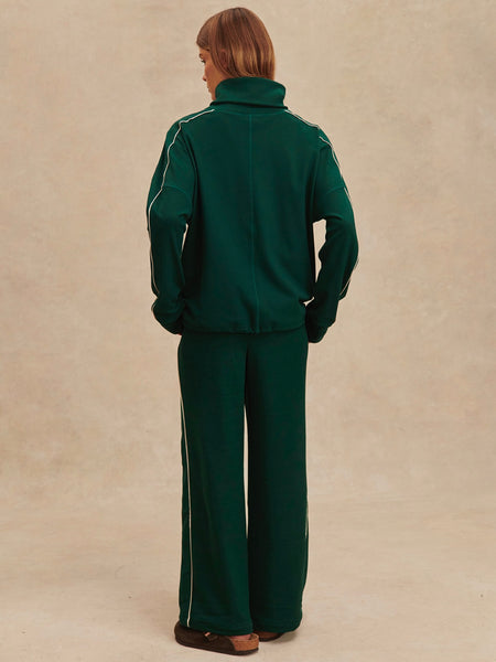 Brushed Rib Wide Leg Pant 28 in Pine Grove & Cement